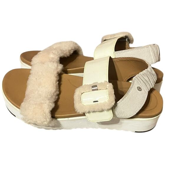 NWOB Ugg Le Fluff Chella Fluff Patent Leather Sandals •Women 9.5/40.5• Treadlite - Picture 2 of 9